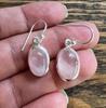 Solid 925 Sterling Silver Rose Quartz Oval Gemstone Earrings Handmade Dangle Earrings Mom Gift