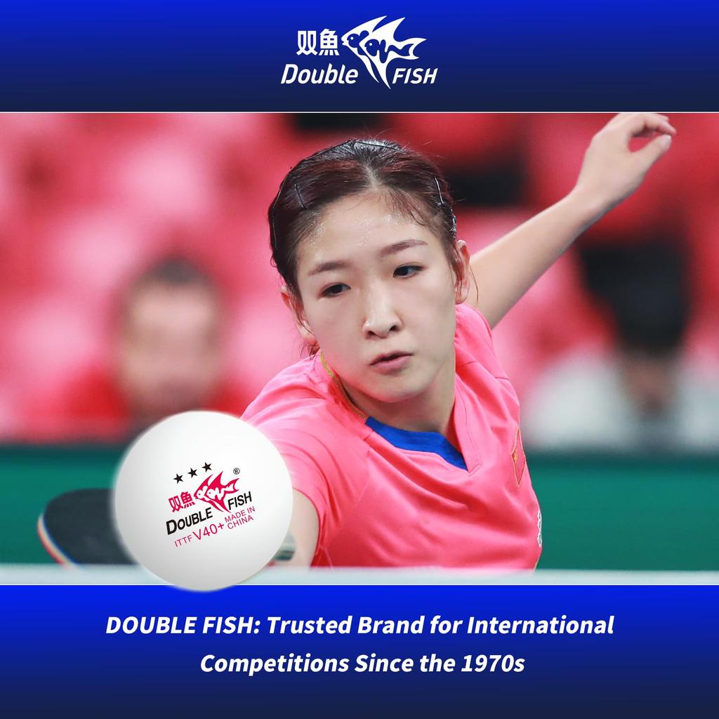 Double Fish Ping Pong Paddle Set of 6 Ping Pong Balls ITTF Approval Professional WTT with Retractable Ping Pong Carrying Storage Table Tennis Sets for