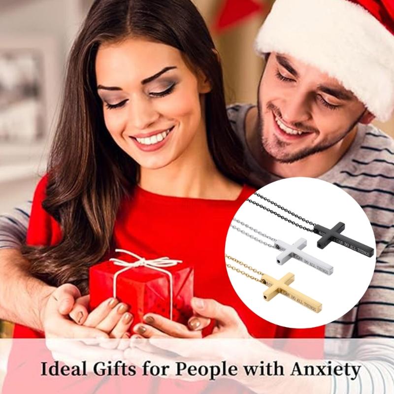 3pcs Adjustable Chain Pendant Necklace Stainless Steel Necklaces For Christian Faith And Mindfulness