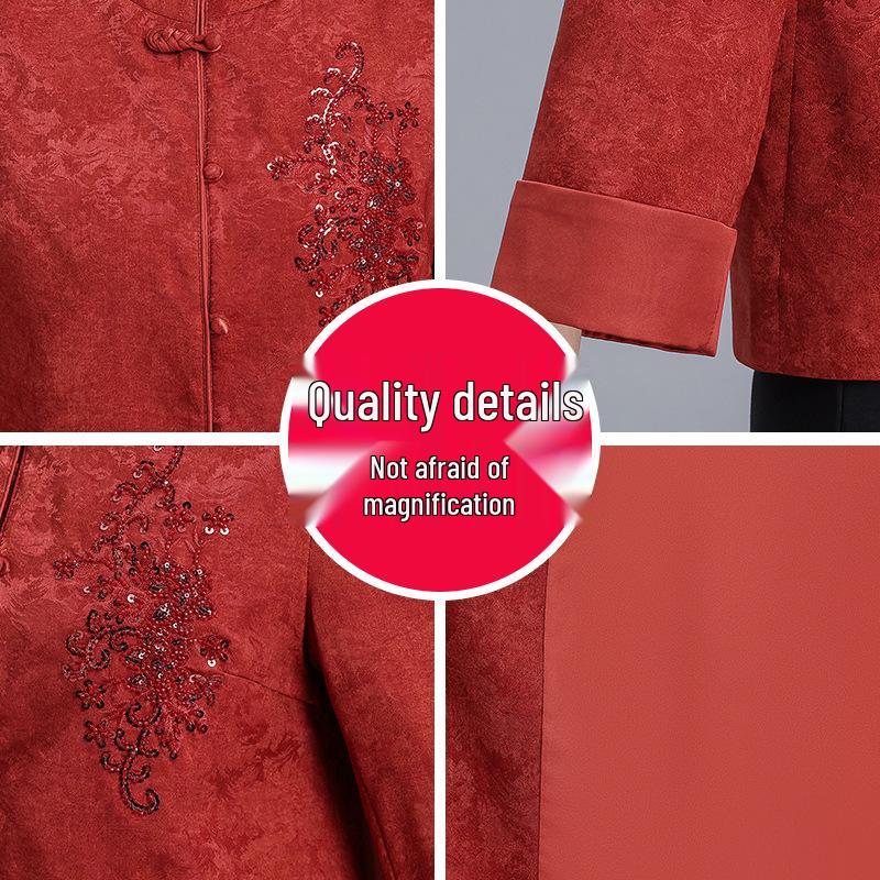 Tiger Year Embroidered Tang Jacket for Mom, 2026: Chinese Style Spring Cardigan for Middle-Aged & Elderly Women