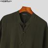 INCERUN Men Vintage Ethnic Long Sleeve Lace Up Shirts Casual Bandage Tops