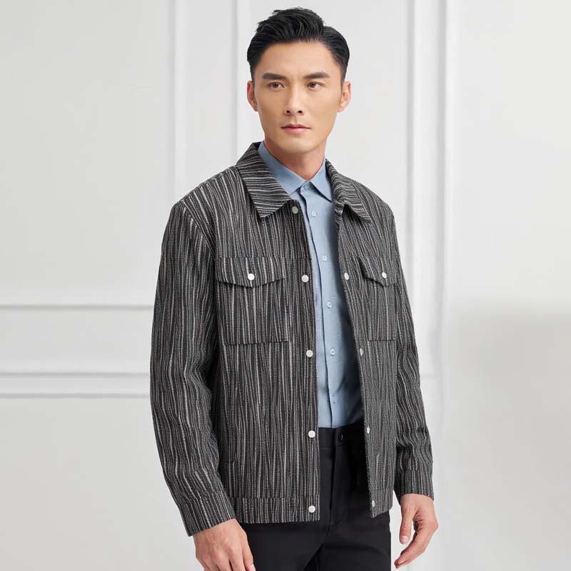 TRIES Men's Vertical Stripe Jacquard Jacket