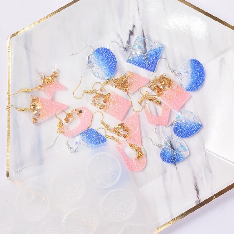 Diy Geometry-shaped Earrings Mould Crystal Epoxy Water Wave Silicone Mould