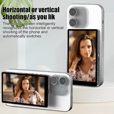 Wireless Magnetic Self Monitor Screen for Using Phone Rear Camera for Phone Selfie Mirroring Vlog Live Stream Video Recording