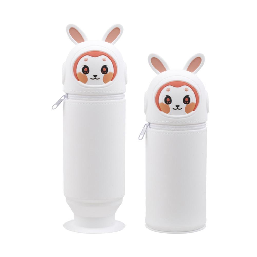 

Силіконовий тримач для олівців, присоска, мультяшний пенал, контейнер для ручок для студентів White - with suction cups