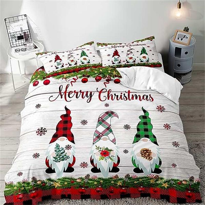 Christmas Duvet Cover Gold Reindeer Bedding Set Boys Girls Room Decor Blue Christmas Tree Comforter Cover Western New  Theme