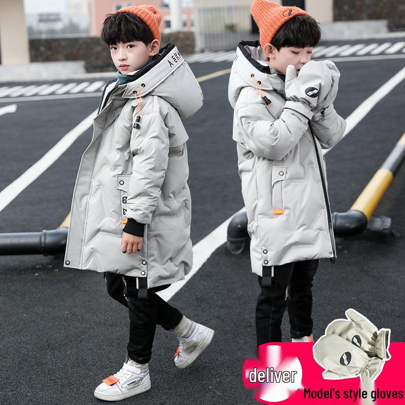 Boys' Winter Mid-Length Cotton Coat 2024 - Thick, Trendy Down Jacket for Kids