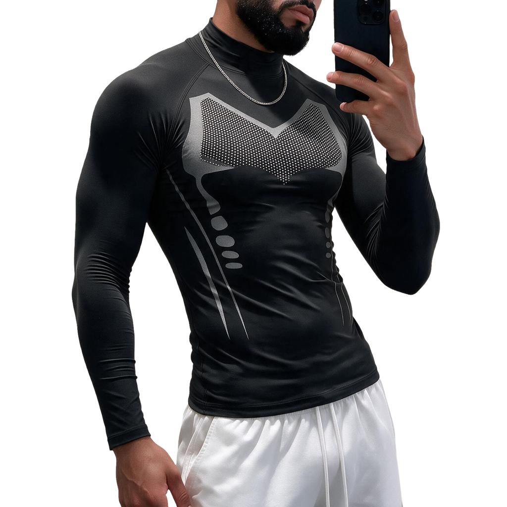 Men's Long Sleeve Workout Shirt Breathable Athletic Top for Gym Running Outdoor Training