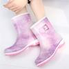 Wasserdichte Damen-Regenschneestiefel zum Hineinschlüpfen, flache Gummi-Gartenschuhe, rutschfest