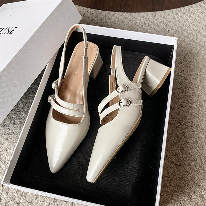 Sommersandalen Zehenbedeckende Sandalen für Damen Schuhe mit eckiger Zehenpartie Mode Niedrigabsatzsandalen Zapatos De Mujer
