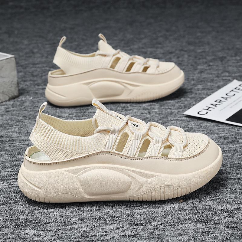 Scarpe da ginnastica da donna a rete traforata per primavera ed estate con suola spessa, taglie grandi, scarpe da corsa per esterni