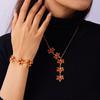 Irregular Rhinestone Necklace Alloy Pendant Necklace Fashion Maple Leaf Necklace  For Women