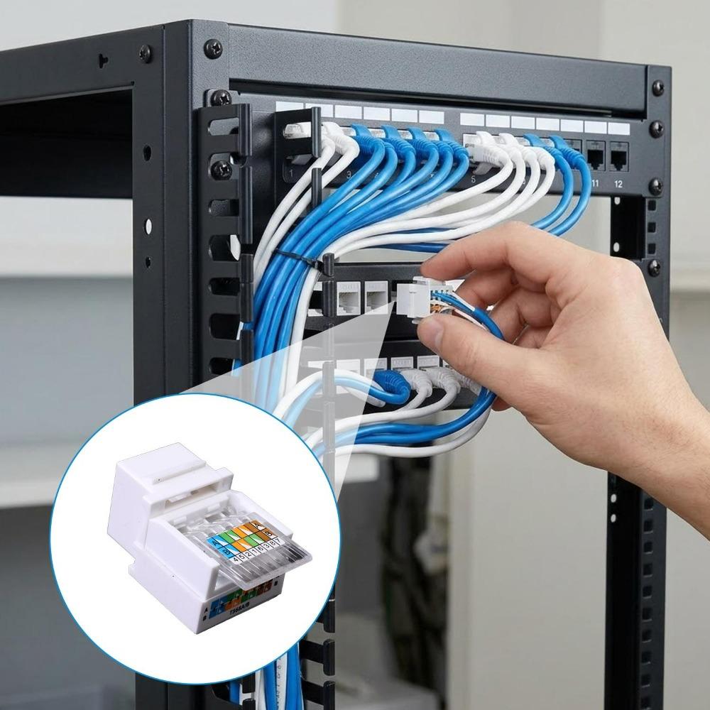 1-10PCS Cat5e Cat6 Tool-Less Keystone Jack Connector Adapter, Keystone Module Connector Internet Network Ethernet LAN Cable Cat6