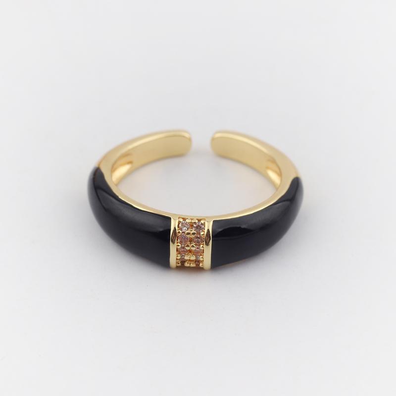 6 Colors Simple Style Colorful Enamel Ring Paved With Shiny Rainbow Cubic Zircon Stone Fashion Wed Engage Ring For Women