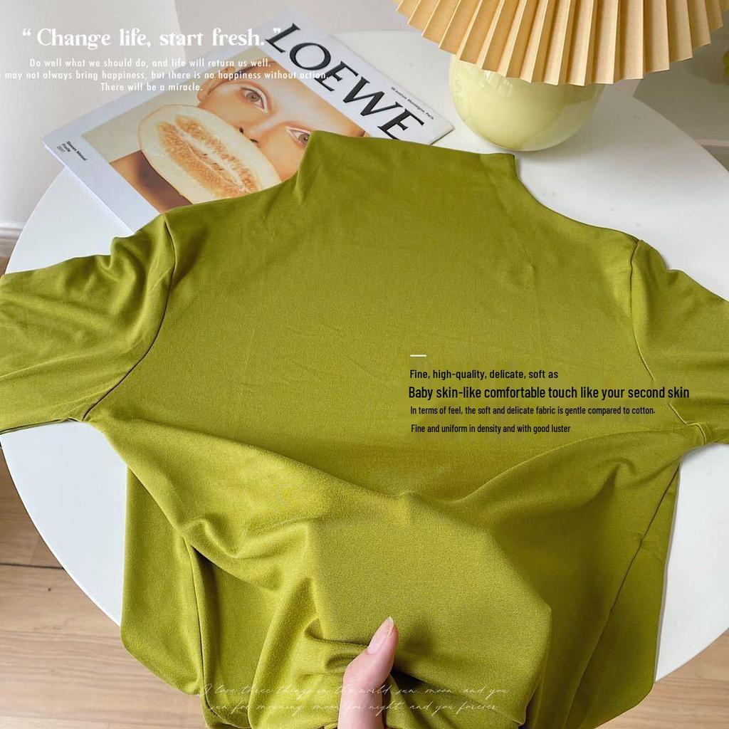 Women's Autumn Nine-Color Semi-High Neck Slimming Long Sleeve Base Shirt