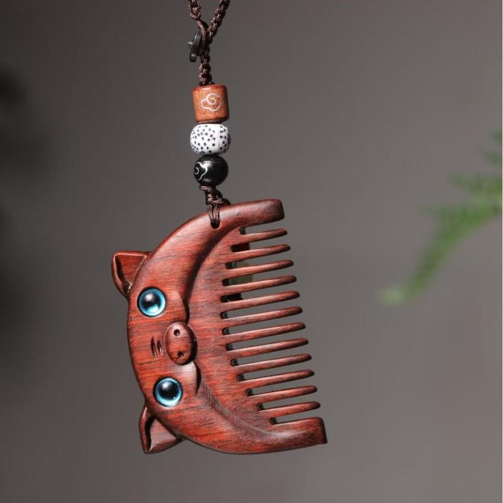 Wooden Wooden Hair Comb Wood Massager Fine Tooth Comb Head Oil Massager Pocket Comb Hair Care