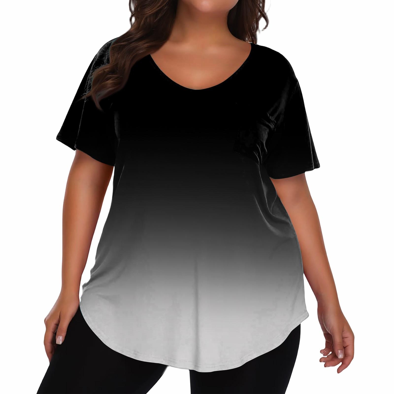 

Women s Large Size T-Shirt Casual Print V-Neck Short Sleeve Top XXXXXL