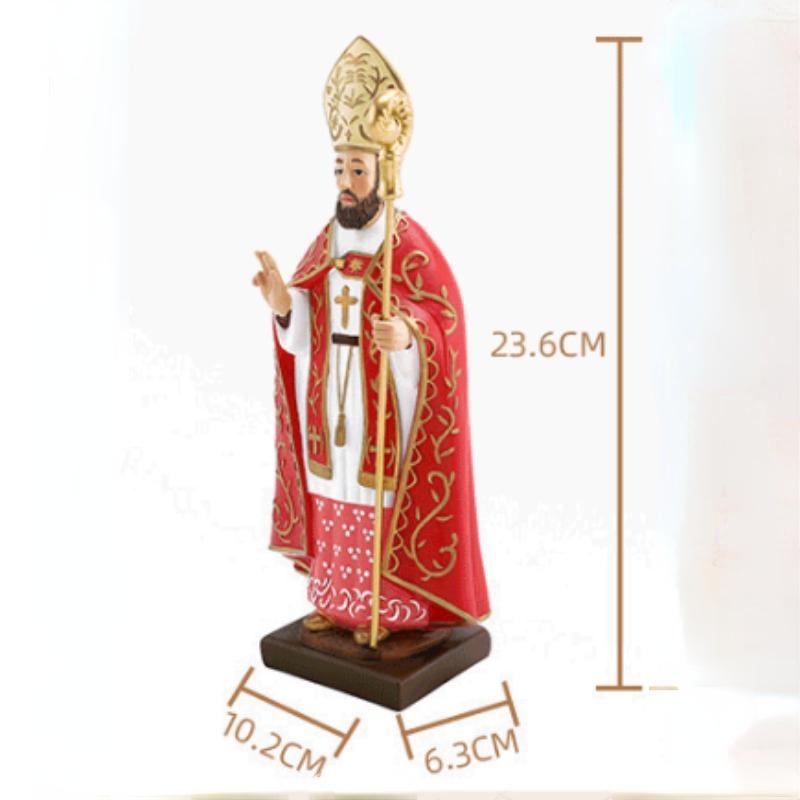 8 inches Roman Religious Catholic Church Papacy Pope Figurine Collection Resin Religious Gift Decoration. Dark Green
