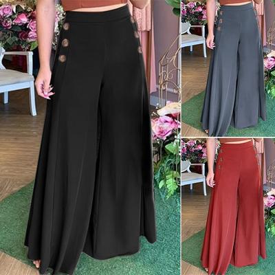 Damenmode-Hosen mit hoher Taille, elegante Damen-Baumwolle, schlichte Damen-Hosen mit weiten Beinen und langen Hosen