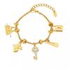 Vintage-Inspired Rhinestone Pendant Charm Bracelet Women 18K Gold Plated Titanium Steel Hypoallergenic Fade-Resistant
