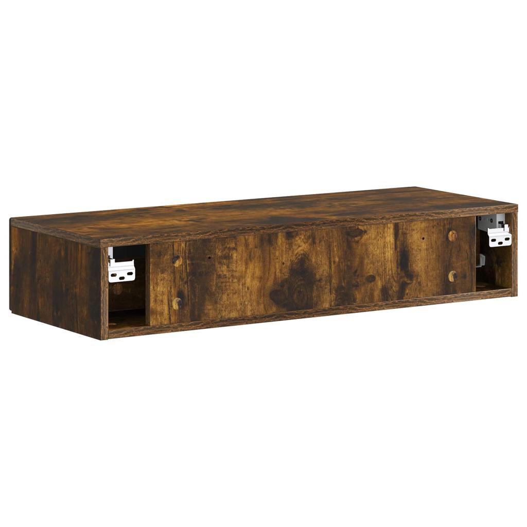 Wall Mounted Side Table Smoked Oak Wood Based Material