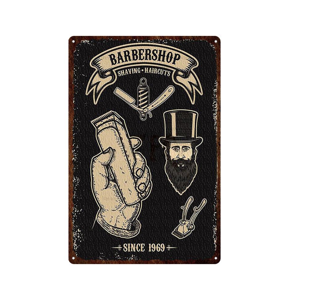 Outils de barbier de Style européen, signe en étain en métal, plaque murale Vintage, décor de magasin de tatouage, Plaques de peinture imprimées artistiques
