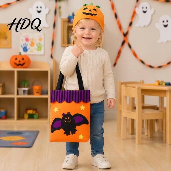 Non-woven Halloween Totes Candy Bag Cute Pumpkin Ghost Tote for Kids Spooky Festive Party Favor Cartoon Pattern Treat Bag Party Trick or Bags