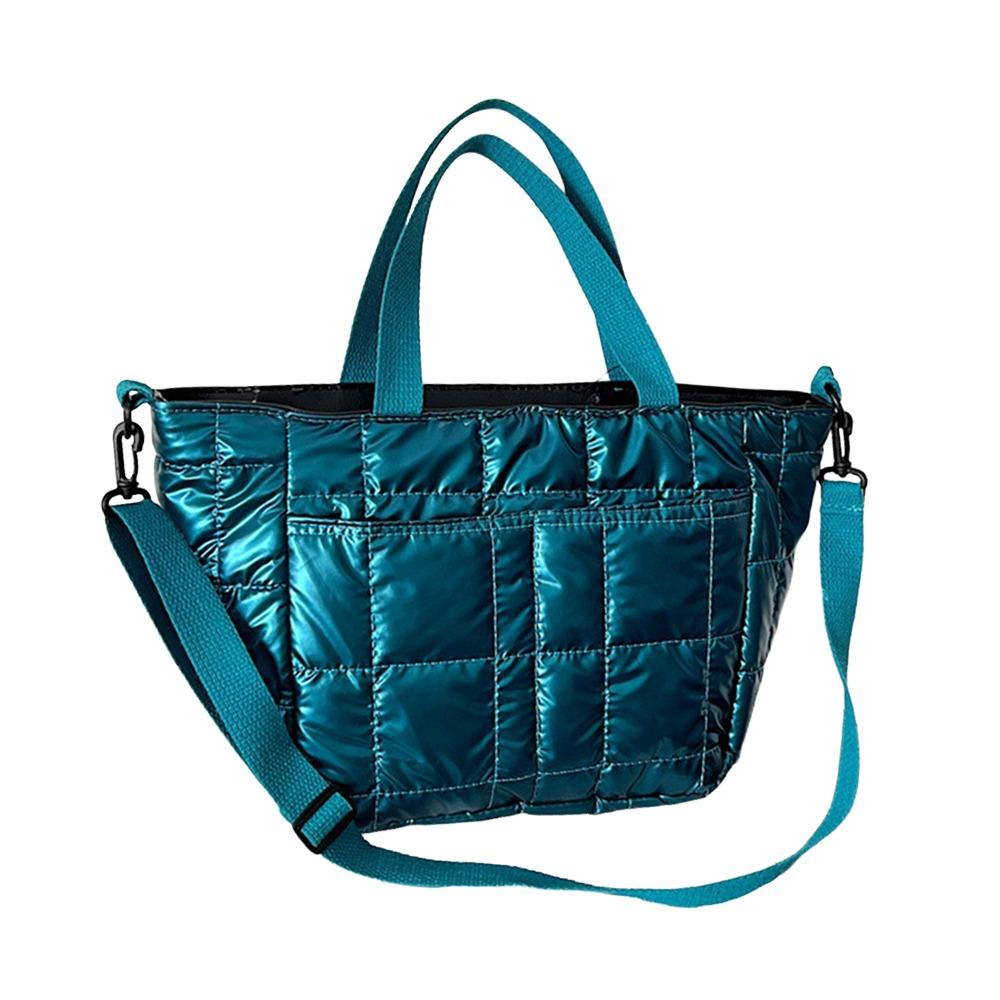 New Large Capacity Down Bags Quilted Design Solid Color Tote Bag Shoulder Bag Winter