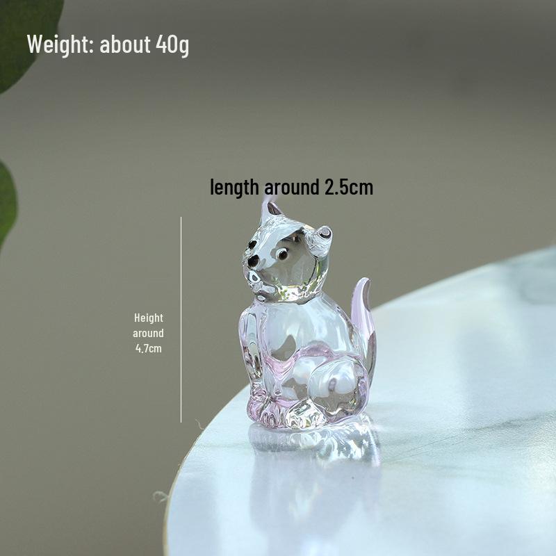 Creative Liuli Zibo Animal Crystal Ornaments: Healing Cat & Dog Glass Handicrafts for Desktop