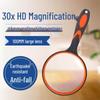 10x HD Drop-Proof White Rubber Handheld Magnifying Glass for Reading