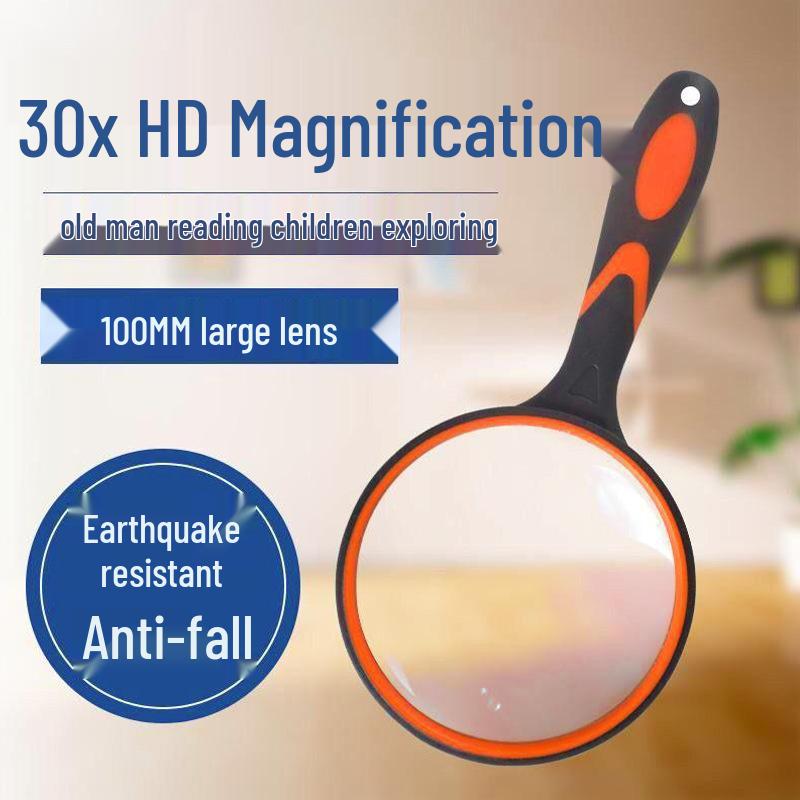 10x HD Drop-Proof White Rubber Handheld Magnifying Glass for Reading