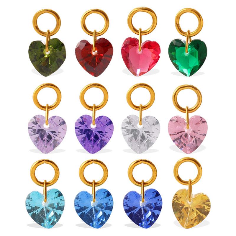 18K PVD Gold Plated Stainless Steel Earrings Charms Reflect Light Faceted Crystal Zircon Heart Charm Pendants for Jewelry Making