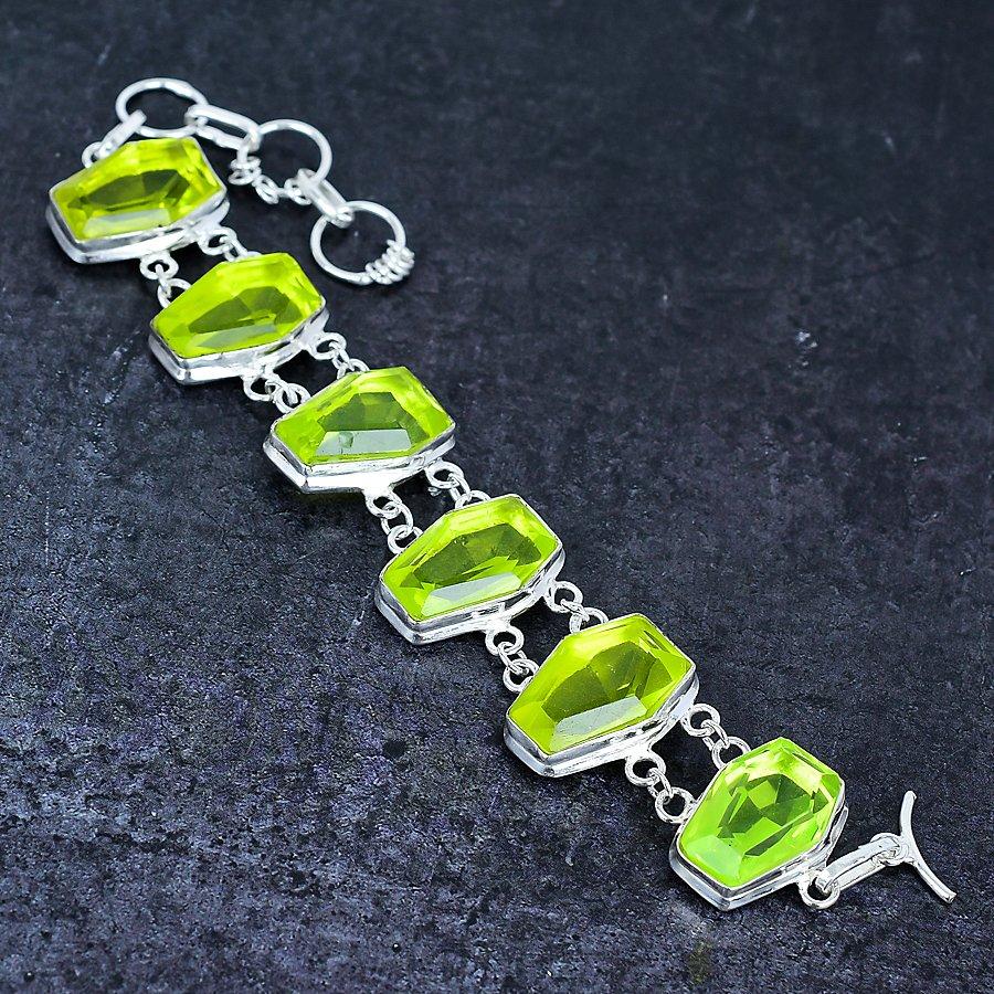 Natural Tsavorite Gemstone Handmade 925 Sterling Silver Bracelet 7-8" l4H57