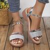2024 European Plus Size Peep-toe Women's Wedge Sandals