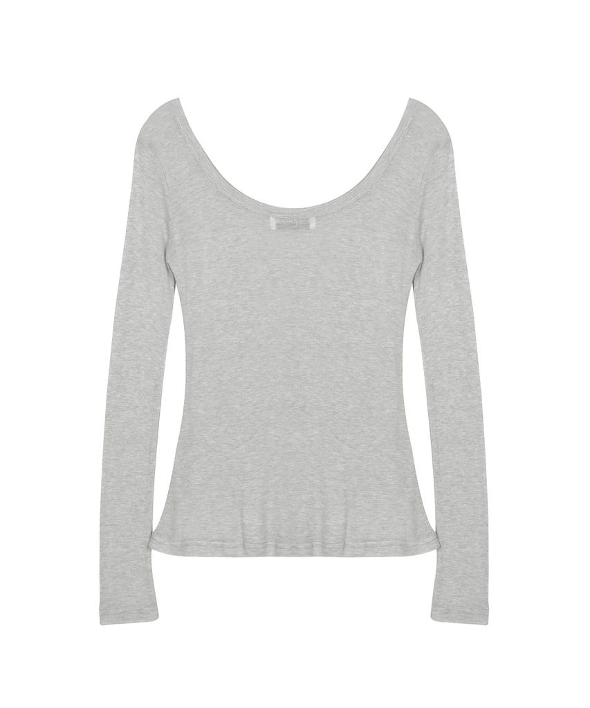 Nigaennikol Nicole Minimal Label Scoop Ls Top_Gray