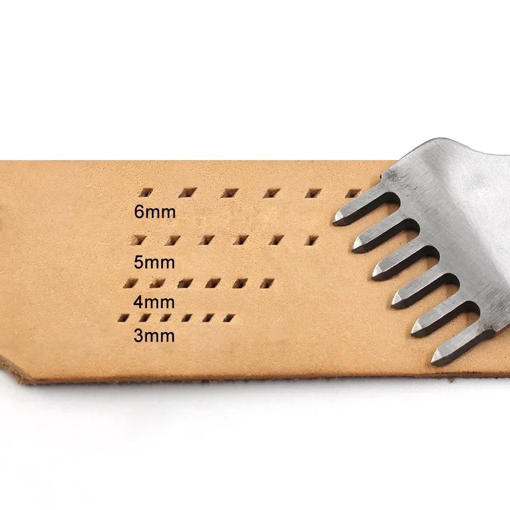 1/2/4/6 Holes Fork Row Hole Punch DIY Leathercraft Tools Hand Piercing Stitching Punching Tool Leather Row Hole Punching Tool