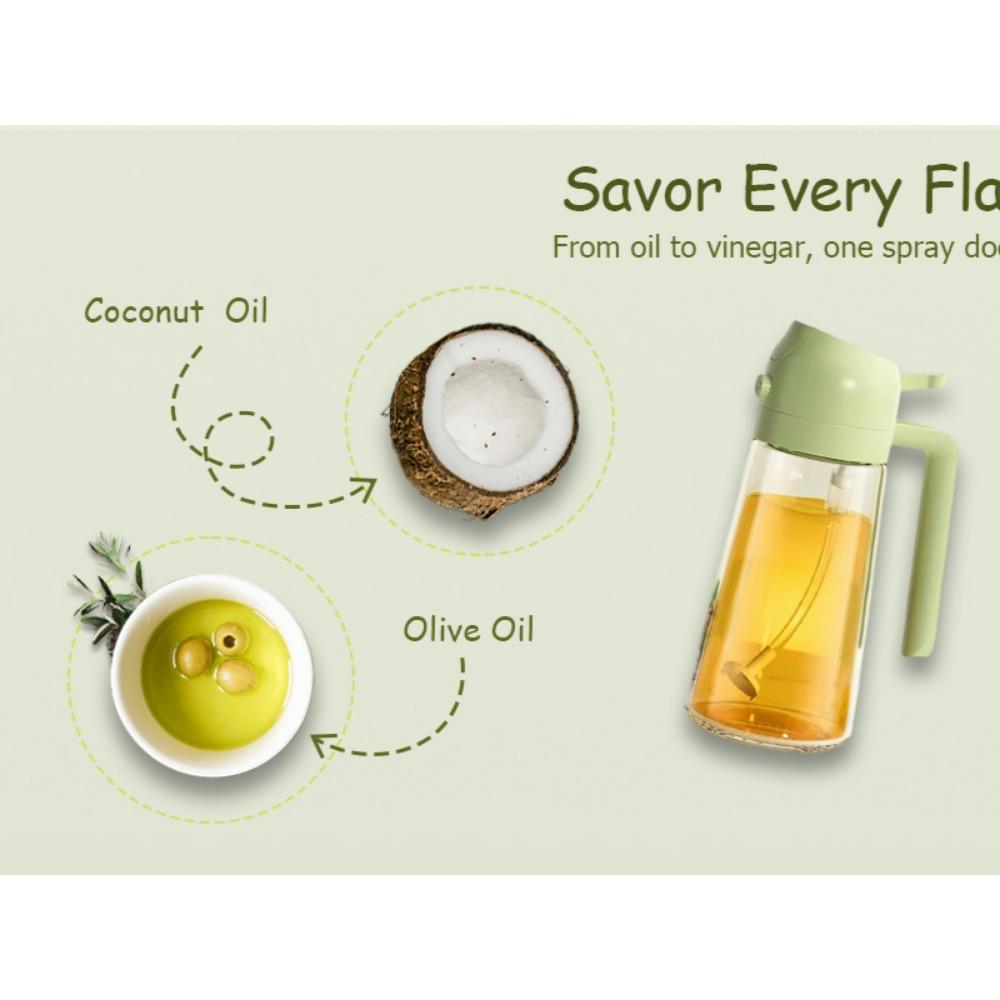 Dispenser Bottle for Kitchen 2 in 1 Olive Oil Dispenser and Oil Sprayer - 470ml Olive Oil Bottle - Oil Sprayer  Cooking Kitchen Salad, Barbecue Black