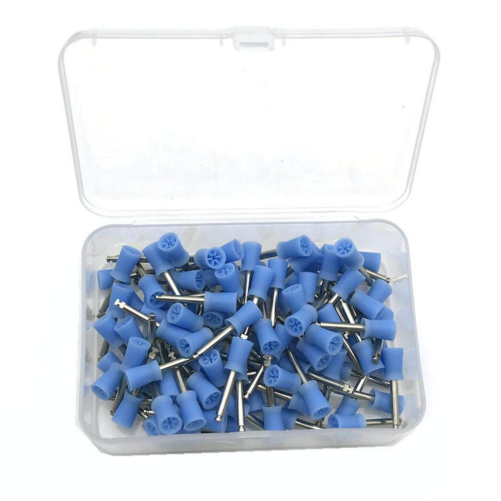 100pcs Dental Prophy Brushes Polishing Polisher Rubber Cup Disposable Latch Type Colorful Buff Nylon Bristles Brush