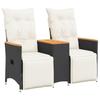 Garden Sofa 2 Seater Adjustable with Table Black Poly Rattan
