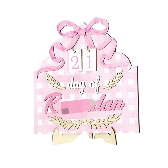 

Wooden Countdown Calendar with Stand Number Sign Farmhouse Rustic Countdown Ornament Home Office Desktop Decoration рожевий