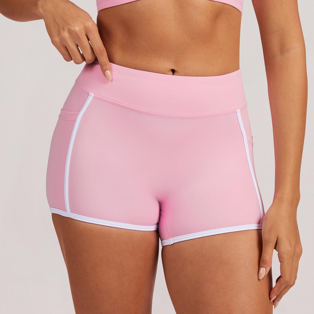 Womens Colorblock Yoga Shorts With High Elastane For Running And Fitness Training