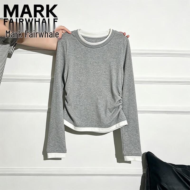 Mark Fairwhale Women's Faux Two-Piece Color Block Long Sleeve T-Shirt