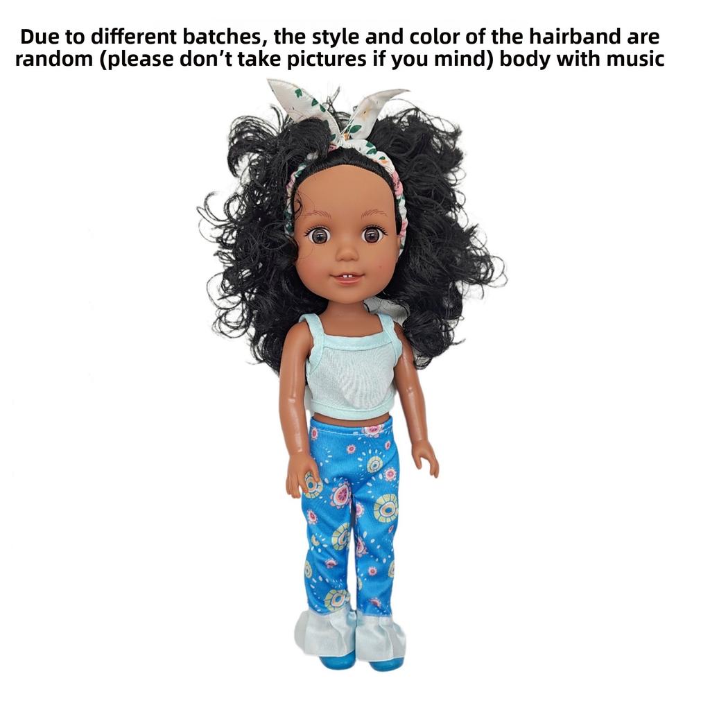 18-47CM Black Doll Full Body Vinyl Reborn Doll Soft Glue Simulation Baby African Doll Music Doll