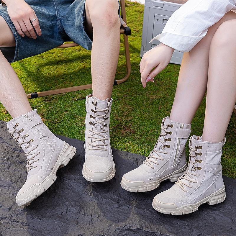 Couple Martin boots women's new leather tooling knight high-top boots outdoor hiking boots men