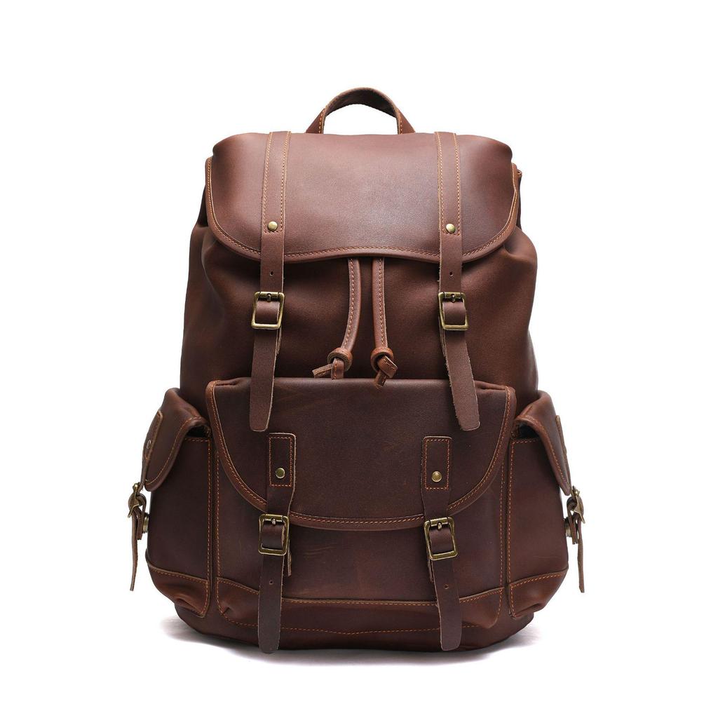 Men's Vintage Leather Backpack for Business and Travel