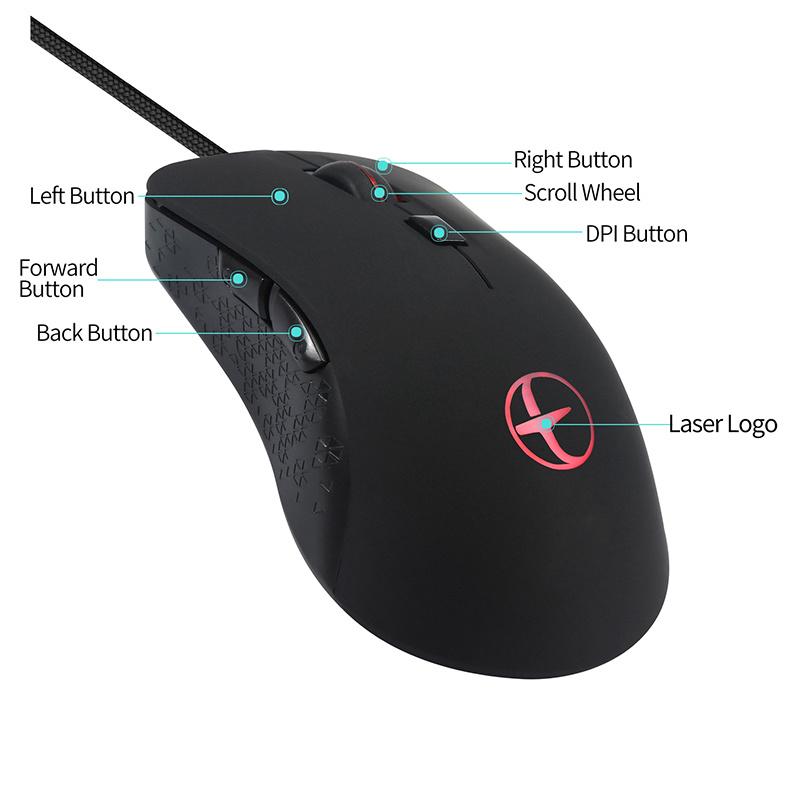 Kabelgebundene Maus für Computer, Laptop, Notebook, 6 Tasten, 2400 DPI, verstellbare Gaming-Maus für Gamer, wärmer, beheizte Maus