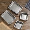 Japanese Style Retro Stainless Steel Square Plate with Ears for Snacks, Dessert, or Fried Chicken