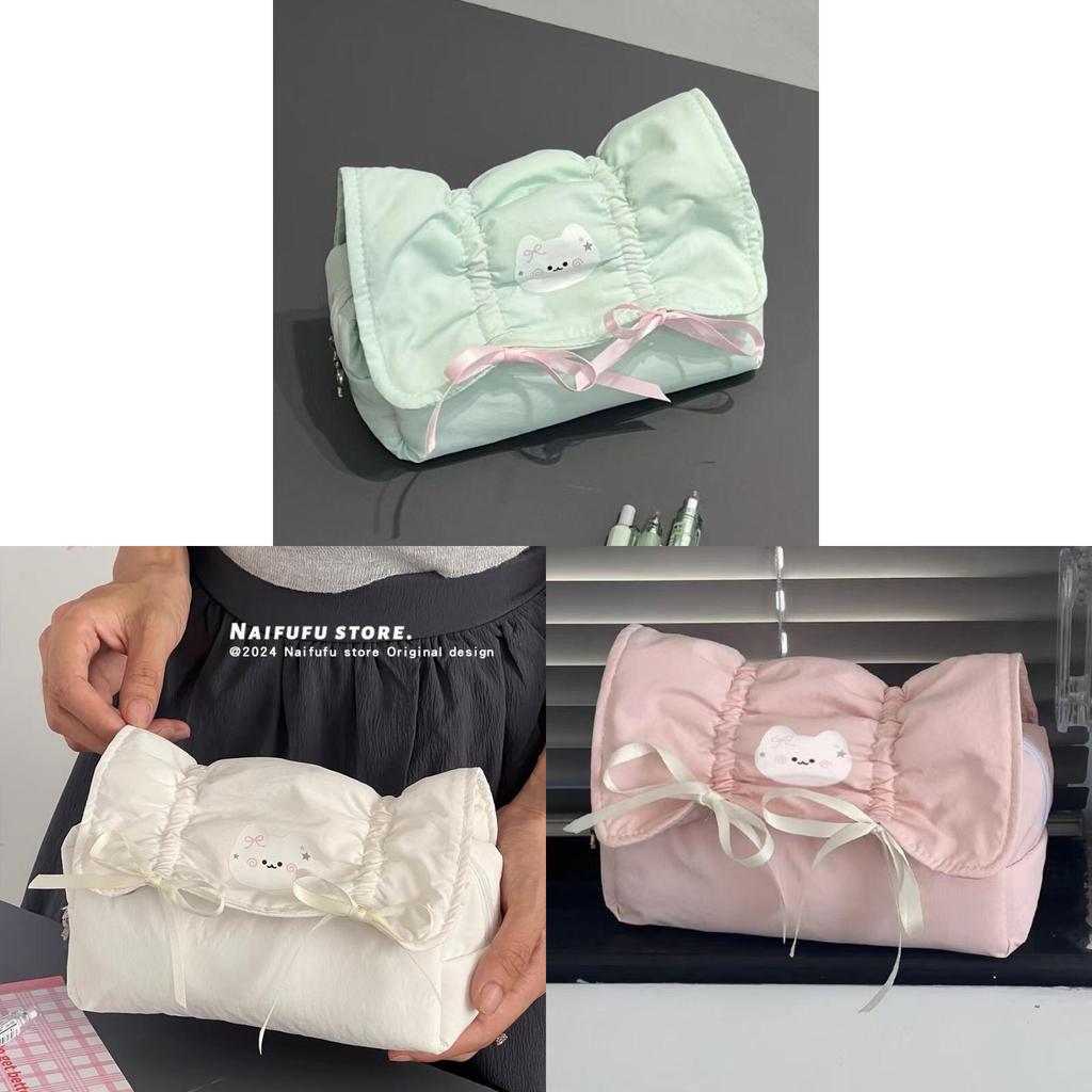 Korean Style Cat Pencil Case With Large Capacity And Flip Cover For Students And Girls