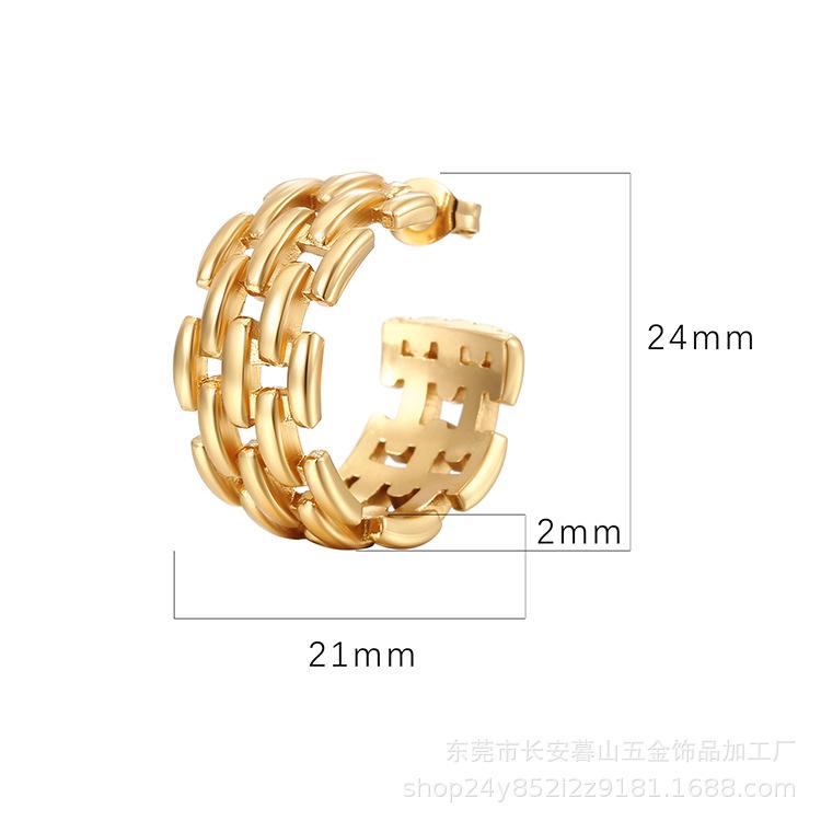 18K Gold Titanium Steel Earrings Women's Geometric Stainless Steel Irregular Versatile Earrings