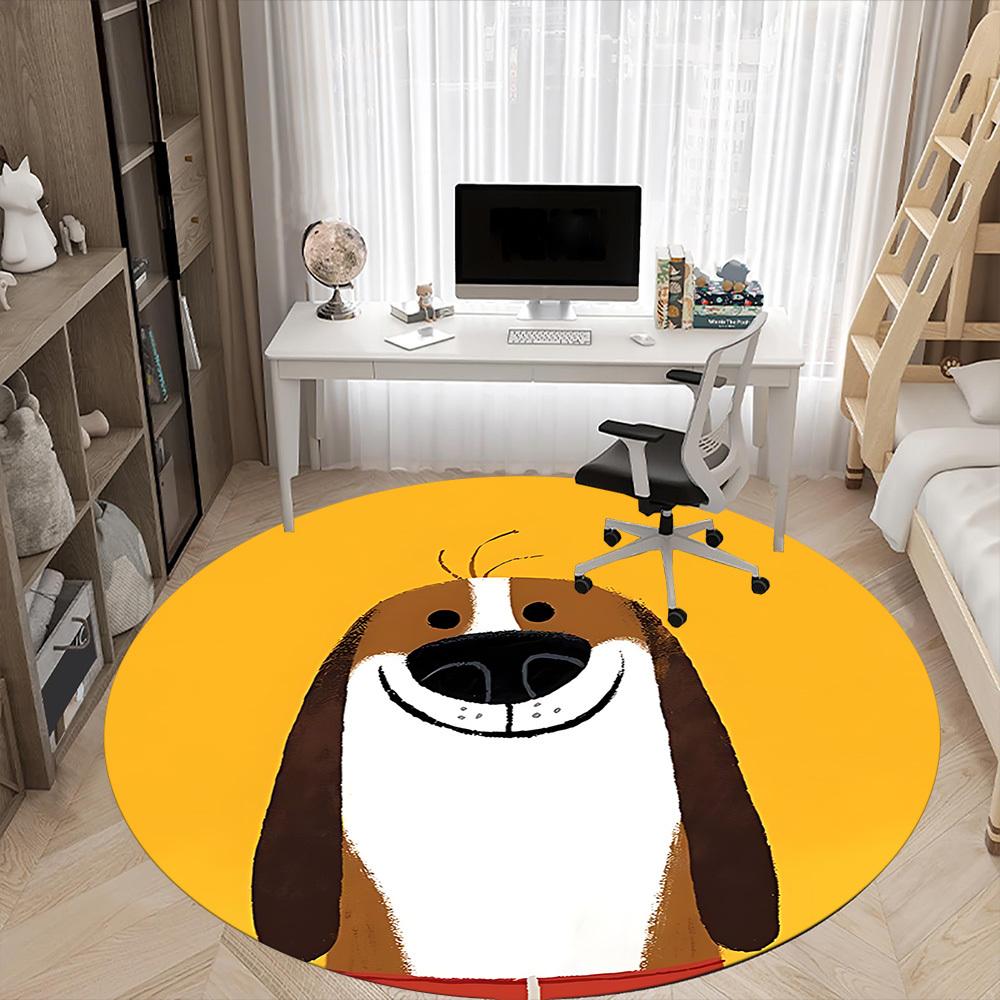 1PC Puppy Pet Office Round Area Rug, Mat Suitable ForOffice, Under Office Chairs Bedroom Living Room Home Decor, Room Deco